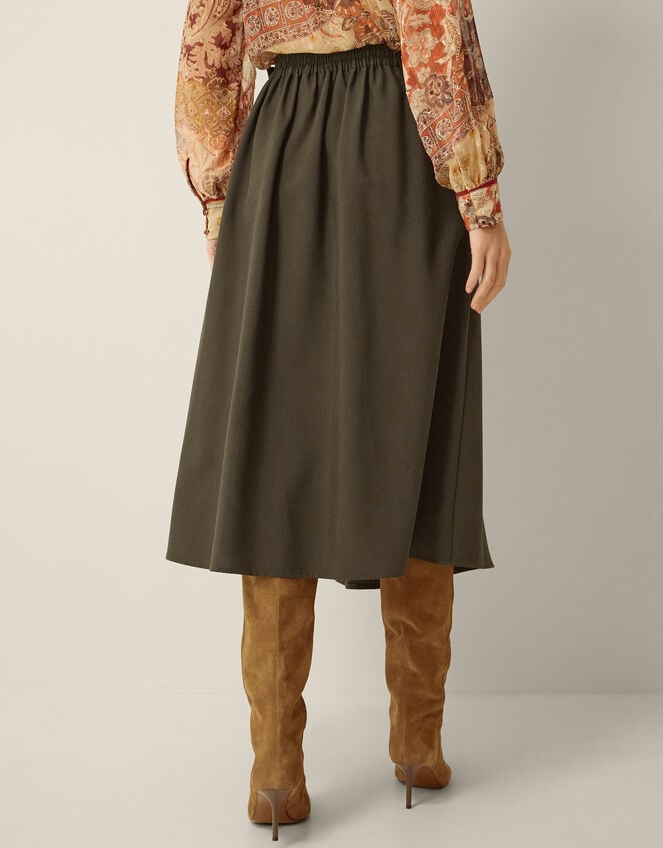 Jillian Kilt Midi Skirt, Green (KHAKI), large