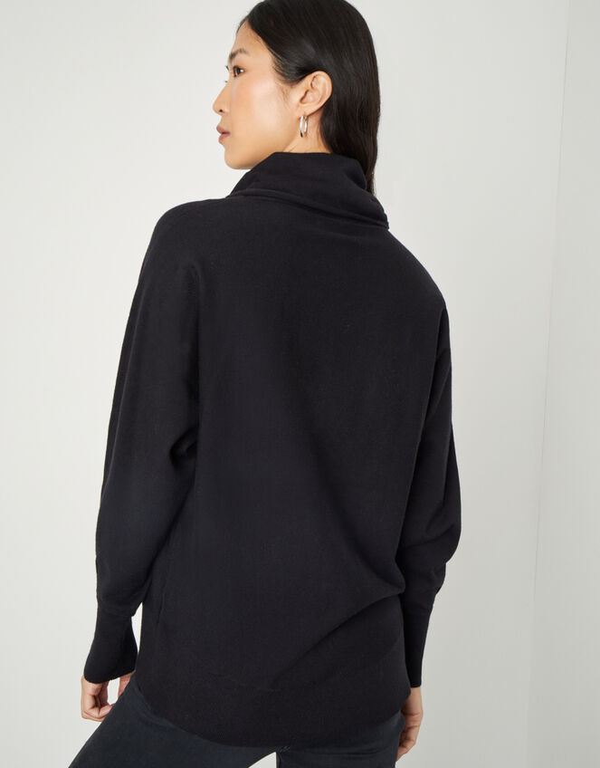 Curved Hem High Neck Jumper, Black (BLACK), large