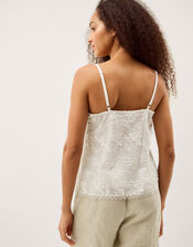 Rosie Embroidered Cami Top, White (WHITE), large