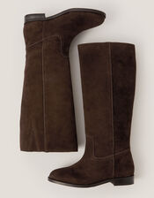 Jean Suede Knee High Boots, Brown (CHOCOLATE), large