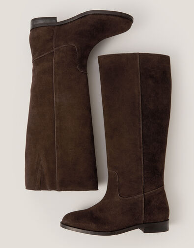 Jean Suede Knee High Boots, Brown (CHOCOLATE), large