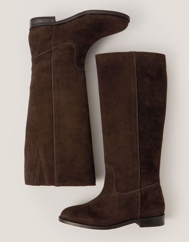Jean Suede Knee High Boots, Brown (CHOCOLATE), large