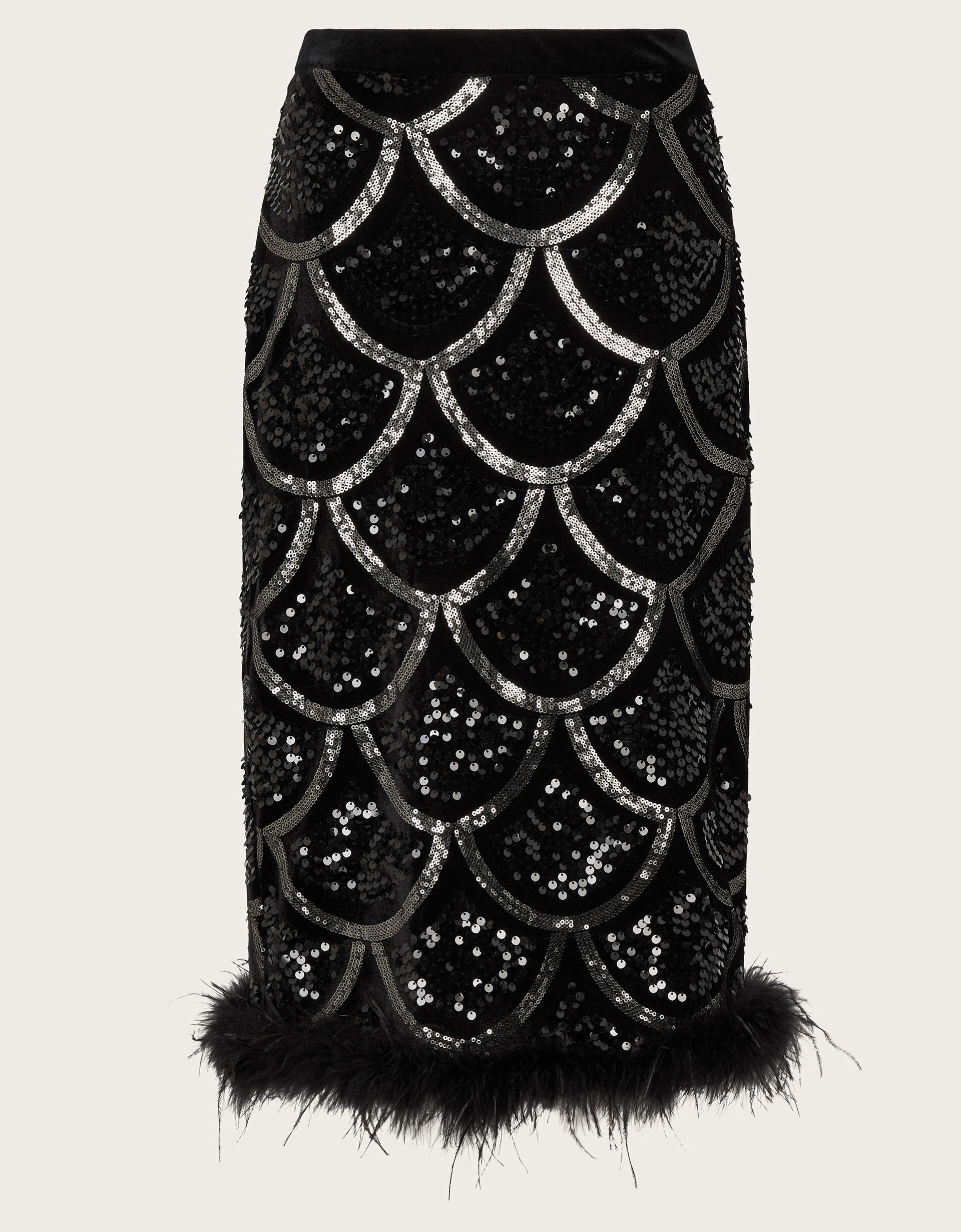 6720 - Butterfly & Sequin Skirt with Faux Fur Trim