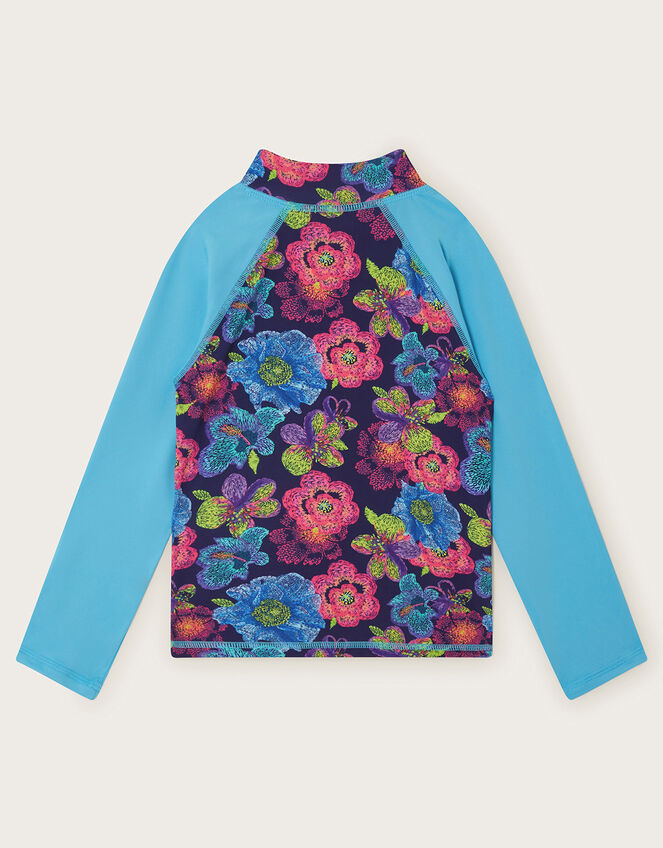 Sketchy Floral Swim Top, Blue (NAVY), large
