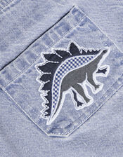 Duggie Dinosaur Denim Dungarees, Blue (BLUE), large