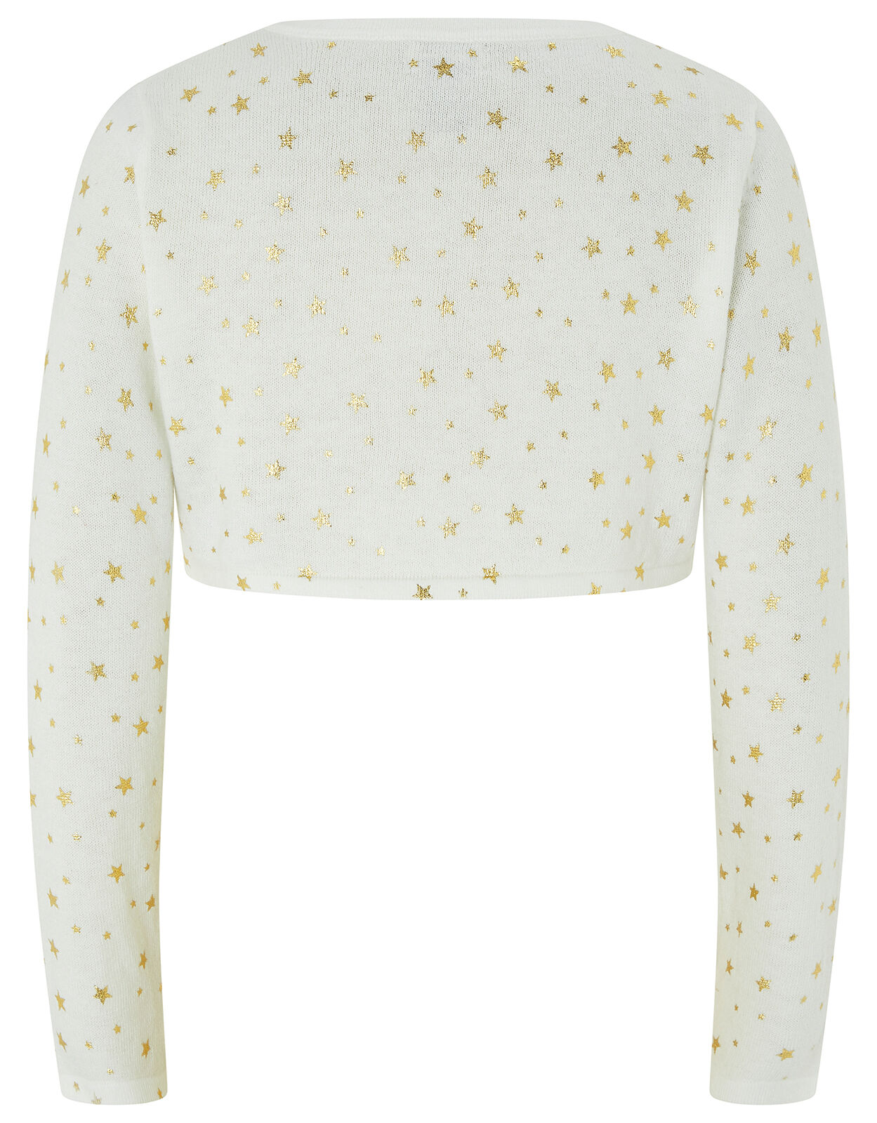 Metallic Star Cropped Cardigan Ivory 