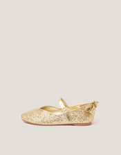 Glitter Back Bow Ballet Flats, Gold (GOLD), large