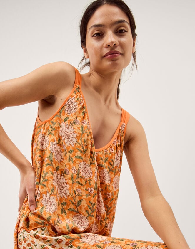 Carris Floral Print Jumpsuit, Orange (ORANGE), large