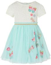 Baby Butterfly Disco Dress, Blue (AQUA), large