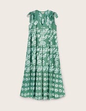 East Aggie Hand-Batik Floral Green Dress, Green (GREEN), large