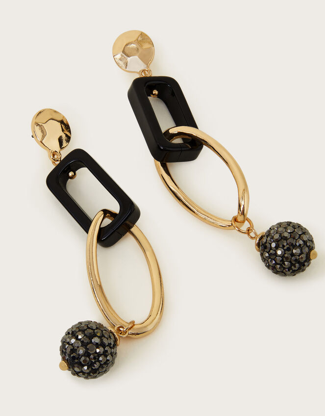 Diamante Sphere Link Drop Earrings, , large