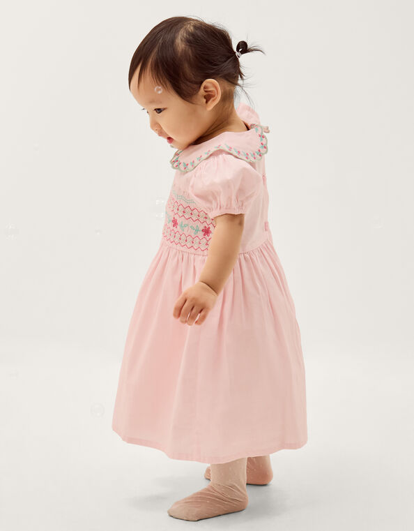 Baby Smocked Dress & Knickers Set, Pink (PINK), large