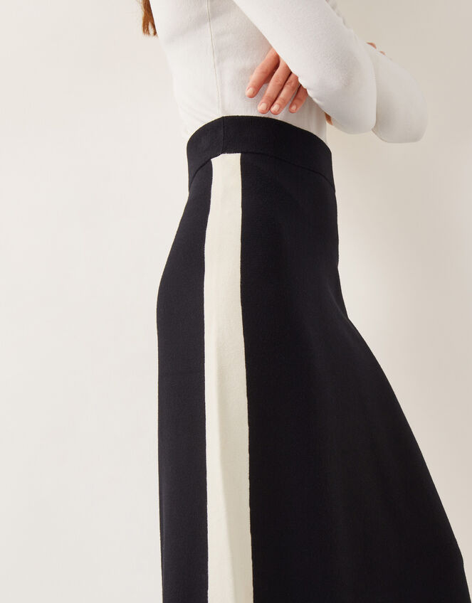 Narla Side Stripe Knit Midi Skirt, Black (BLACK), large