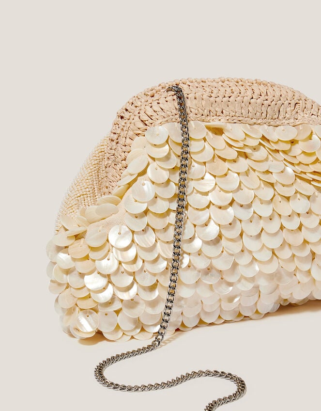 Saya Shell Embellished Clutch Bag, , large