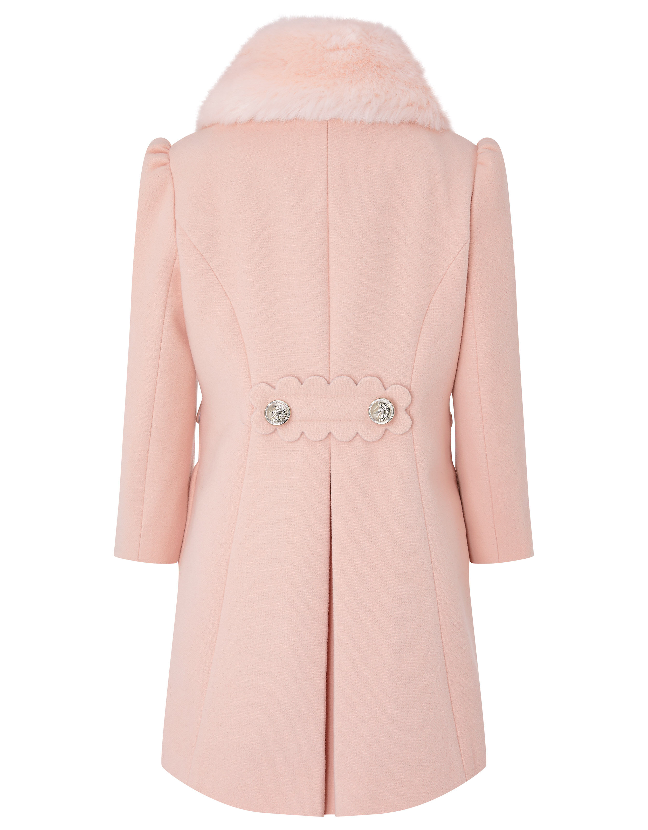 Scallop Trim Double Breasted Coat Pink Girls Coats Jackets