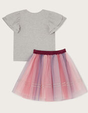 L'Amour Paris T-Shirt and Tulle Skirt Set, Grey (GREY), large