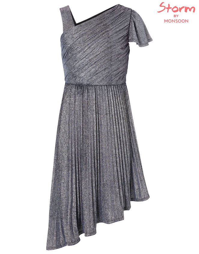 Mercury Shimmer One-Shoulder Prom Dress, Blue (NAVY), large