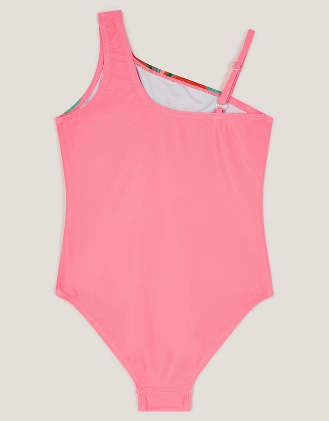 Leopard Print Asymmetrical Swimsuit, Pink (PINK), large