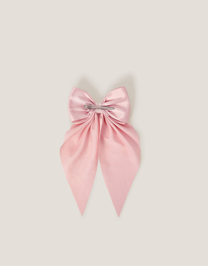 Satin Bow Bridesmaid Hair Clip, Pink (PINK), large