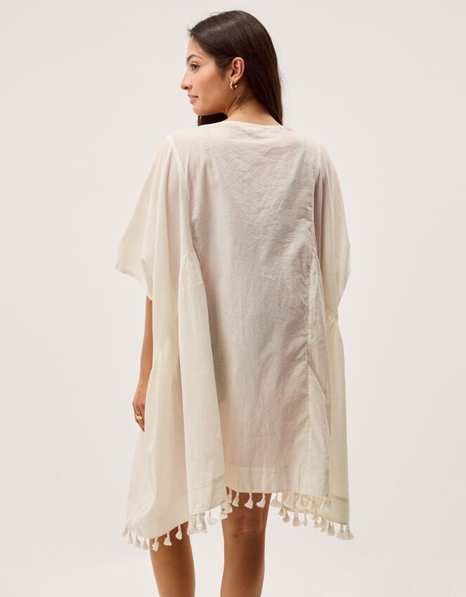 Astrid Tassel Embellished Mini Kaftan, White (WHITE), large
