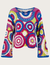 Abstract Crochet Jumper, Pink (PINK), large