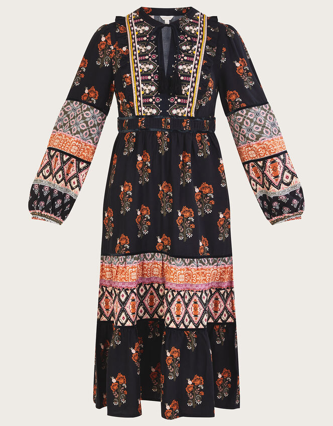 Print Heritage Embroidered Heritage Smock Dress , Black (BLACK), large
