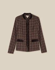 Gracie Check Print Jacket, Brown (BROWN), large