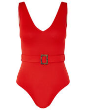Karina Belted Swimsuit, Red (RED), large