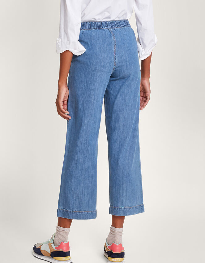 Harper Crop Wide Leg PullOn Jeans Shorter Length Blue
