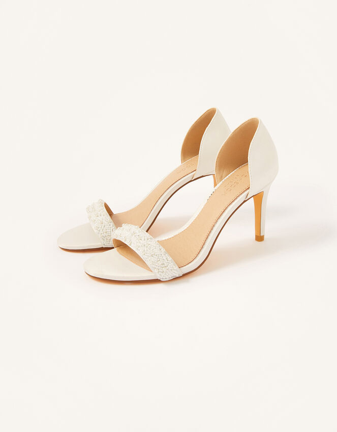 Beaded Peep-Toe Bridal Heels, Ivory (IVORY), large