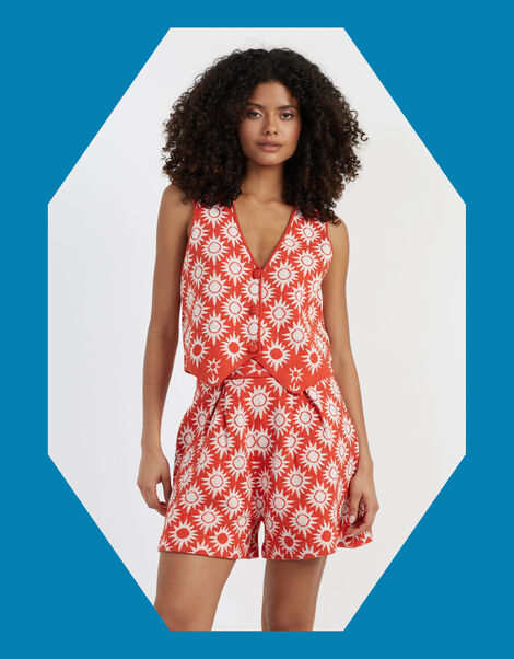 Chinti & Parker Sunflower Waistcoat, RED BRICK, large