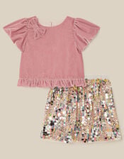 Zoe Velvet Top & Sequin Skirt Set, Multi (MULTI), large