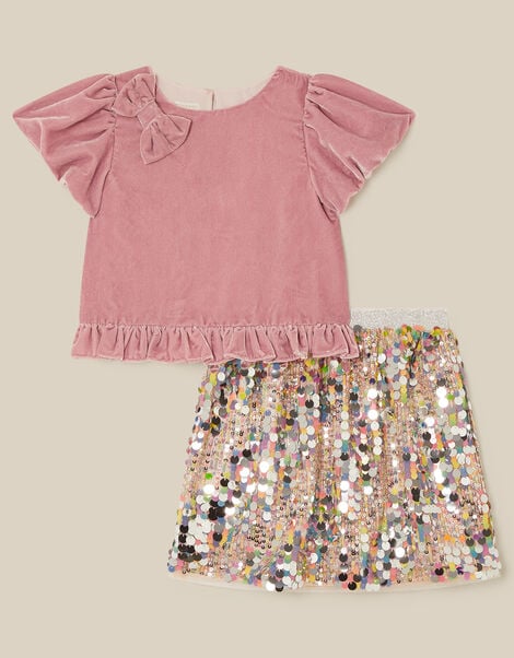 Zoe Velvet Top & Sequin Skirt Set, Multi (MULTI), large