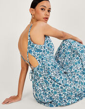 Floral Print Strappy Maxi Dress with LENZING™ ECOVERO™ , Blue (BLUE), large