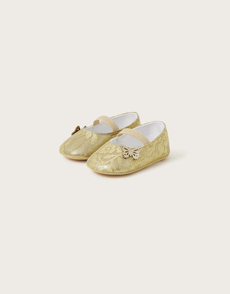 Lace Butterfly Detail Booties, Gold (GOLD), large