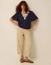 Janey Printed Jersey Top, Blue (NAVY), large