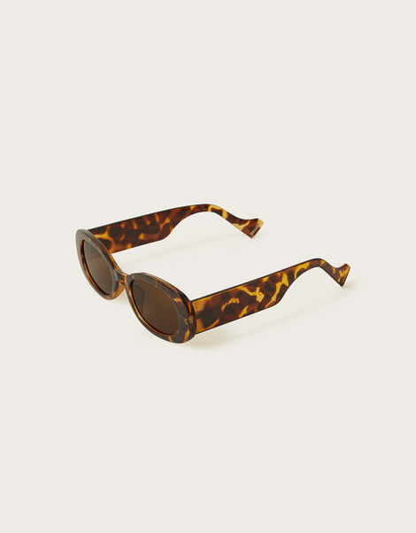 Tortoiseshell Print Chunky Rectangle Sunglasses, , large