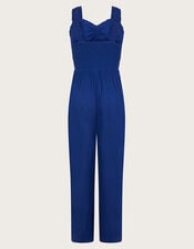 Sleeveless Crinkle Jumpsuit, Blue (BLUE), large