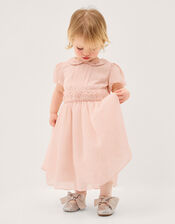 Baby Romee Puff Sleeve Embroidered Party Dress, Pink (PALE PINK), large