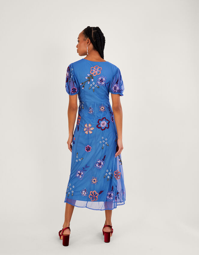 Annie Embroidered Midi Dress, Blue (BLUE), large