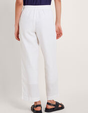 Parker Short-Length Linen Pants, White (WHITE), large