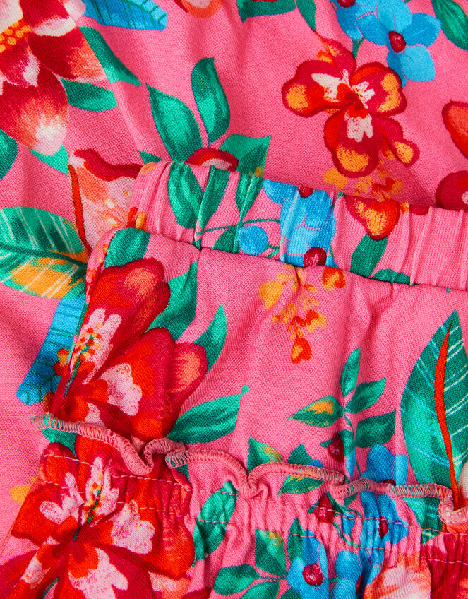 Tropical Floral Jersey Top & Skort Set, Pink (PINK), large