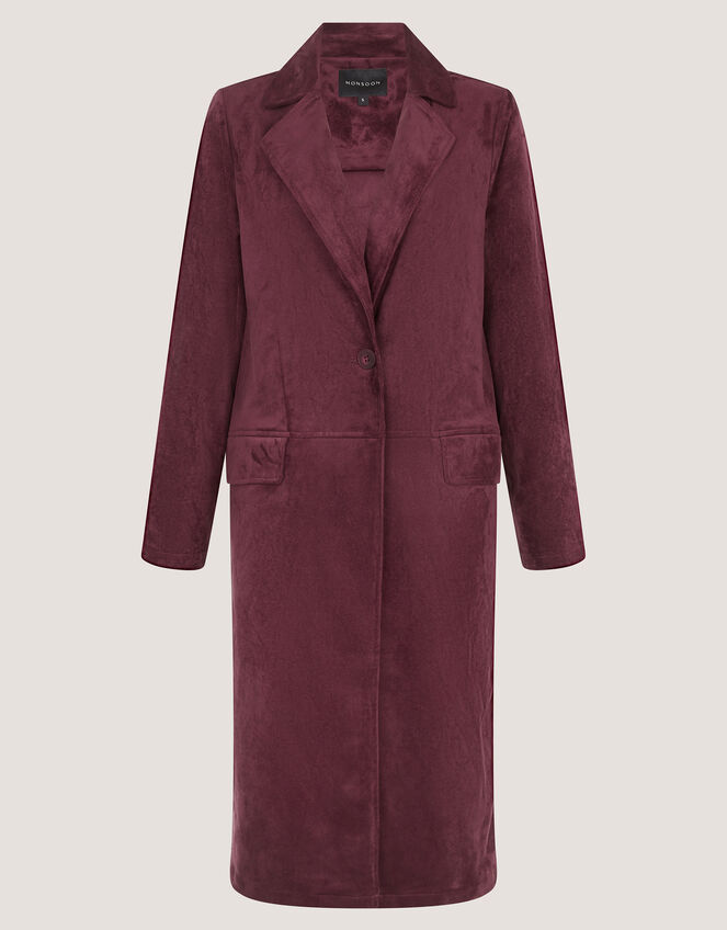 Tove Faux Suede Coat, Red (BERRY), large