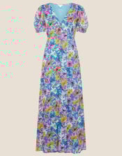 Shirrin Floral Tea Dress, Blue (COBALT), large
