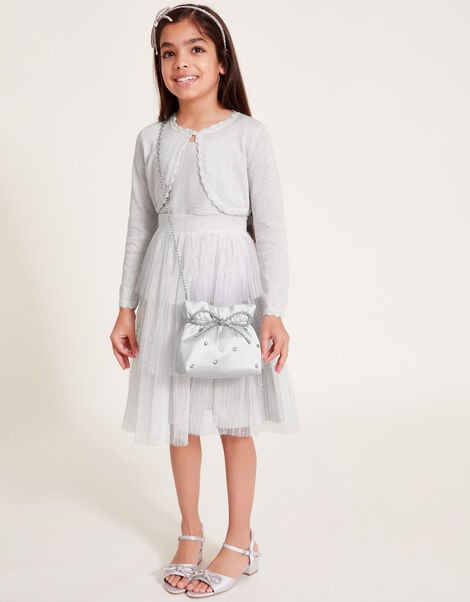 Maeve Sparkle Scallop Cardigan, Silver (SILVER), large