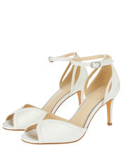 Simple Satin Peeptoe Bridal Sandals, Ivory (IVORY), large