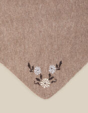 Flic Floral Embroidered Knitted Triangle Scarf, , large