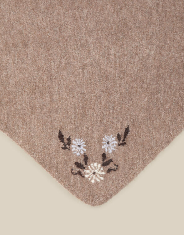 Flic Floral Embroidered Knitted Triangle Scarf, , large