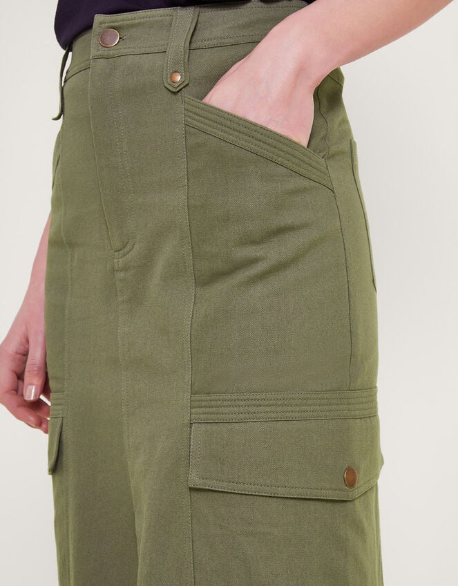 Lucia Cargo Midi Skirt, Green (KHAKI), large