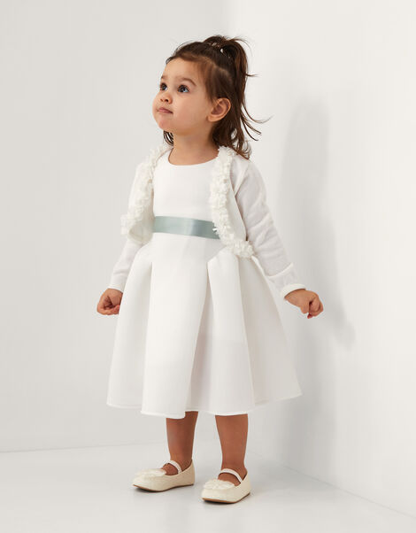 Baby 3D Floral Trim Cardigan, Ivory (IVORY), large